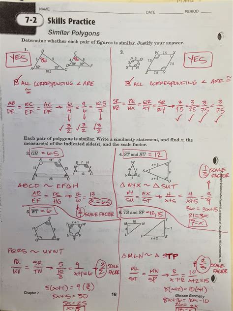 Geometry 7 2 Practice B Answers Geometry Part 2 Semester Ex