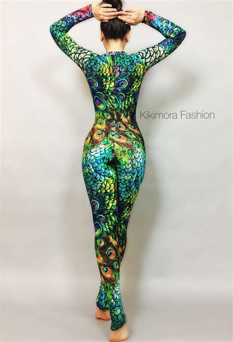 Rainbow Peacock Catsuit Bodysuit Costumeactivewear New New New