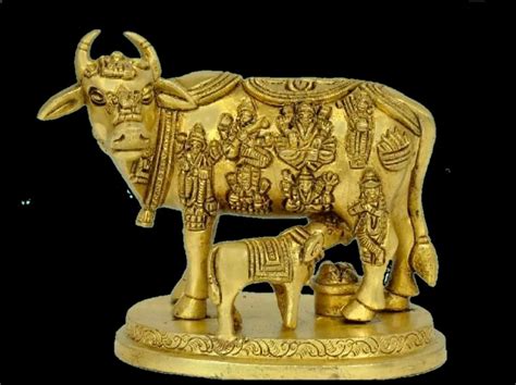 Brass Kamadhenu Cow And Calf Statue At Krishna Statue In