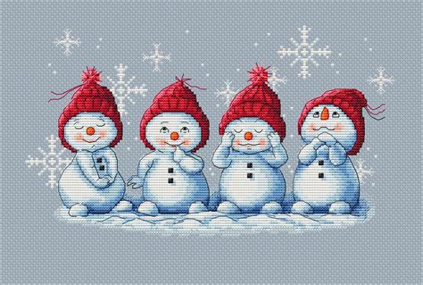 Snowman Cross Stitch Pattern Pdf Instant Download Cute Cross Etsy