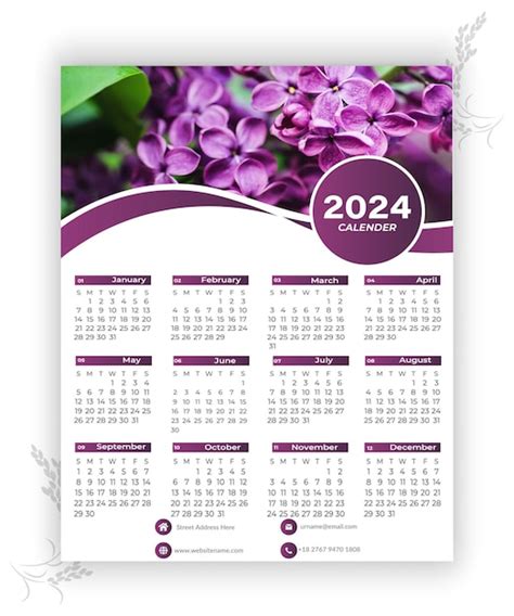 Vector 2024 Nouvelle Année Modèle De Conception De Calendrier Mural