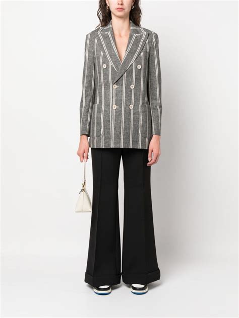 Circolo Double Breasted Striped Blazer Black Farfetch