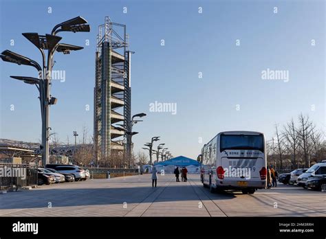 Entrance and pedestrian screening area of 2022 Beijing Winter Olympics ...