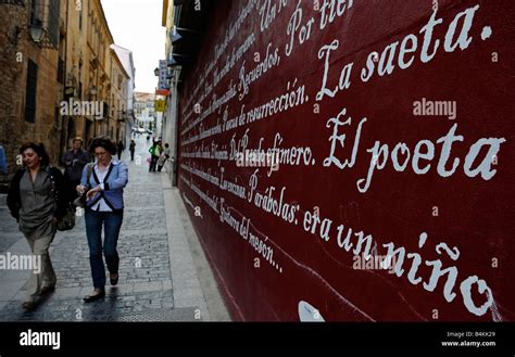 poems  antonio machado adorn  wall   town  soria  spain