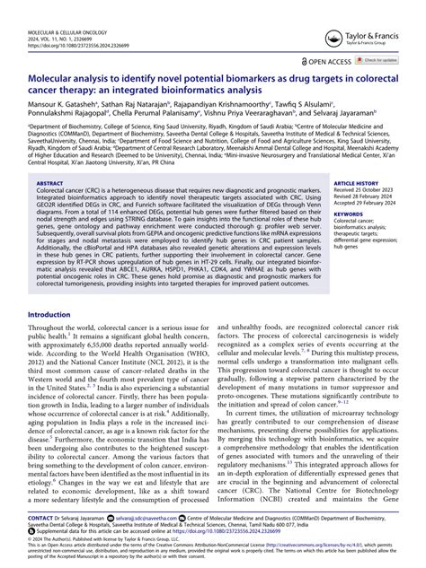 PDF Molecular Analysis To Identify Novel Potential Biomarkers As Drug