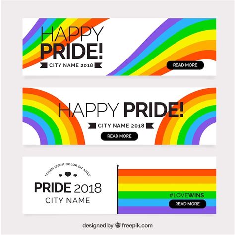 Free Vector Lgbt Pride Banners In Flat Style