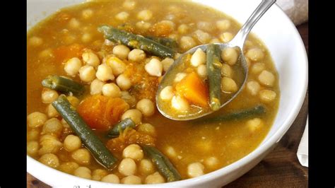 Potaje de garbanzos con judías verdes y calabazaSIN CARNE YouTube