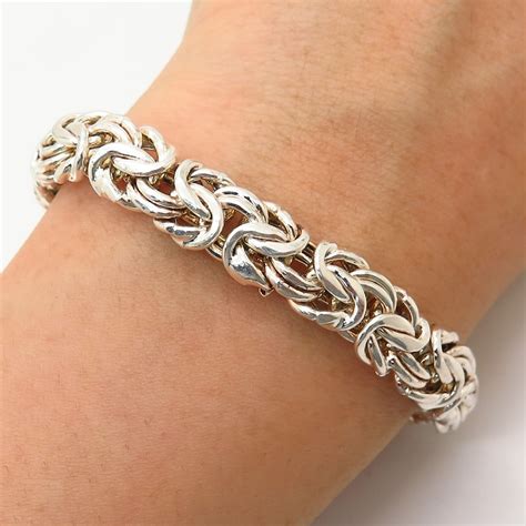 925 Sterling Silver Italy Milor Byzantine Link Bracelet Etsy