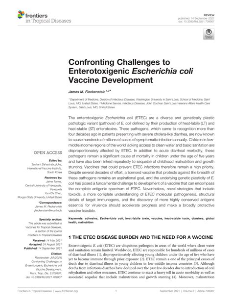 (PDF) Confronting Challenges to Enterotoxigenic Escherichia coli ...