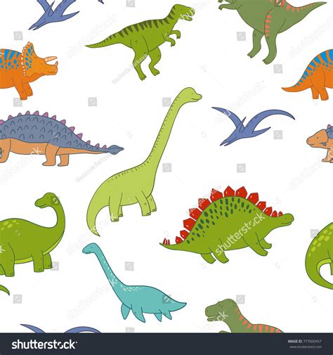 Dinosaur Pattern Vector Illustration Stock Vector (Royalty Free) 777600457