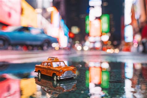 Vintage Old Taxi Model in New York City City Center on the Time Square ...