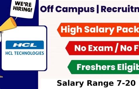 Hcl Technologies 2023 Hiring Experienced And Freshers Salary Range 7 20 Lpa Apply Now Code