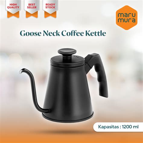 Jual Marumura Gooseneck Coffee Kettle Stainless Steel Black Teko Kopi