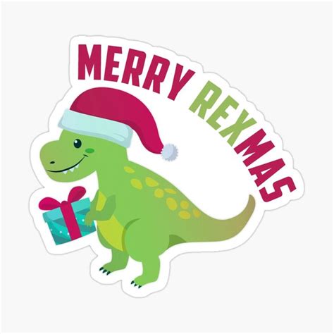 Merry Rexmas T Rex Christmas Sticker For Sale By Franktact T Rex