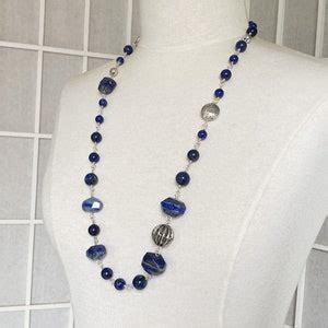 Blue Lapis Necklace Lapis Lazuli And Pewter Bead Necklace Etsy