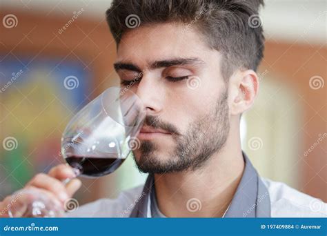 Man Smelling Red Wine Stock Photo Image Of Night Beverage 197409884