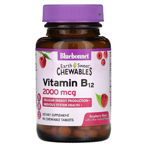 Bluebonnet Nutrition Earthsweet Chewables Vitamin B12 Raspberry