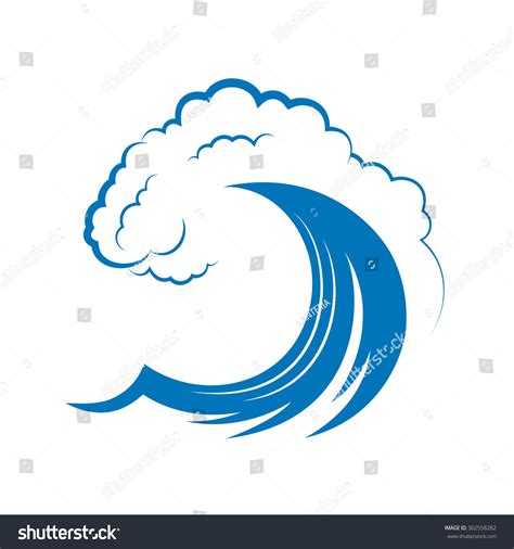 Ocean Wave On White Background Stock Vector (Royalty Free) 302558282 | Shutterstock