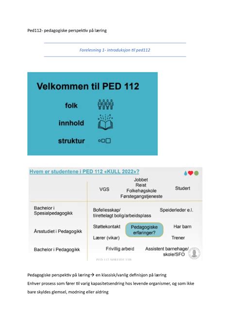 Ped Pedagogiske Perspektiv Helheten Summen Av Delene De