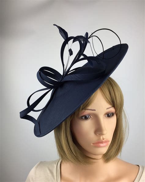 Navy Blue Facinator Blue Wedding Hat Mother Of The Bride Ascot Etsy Navy Blue Fascinator