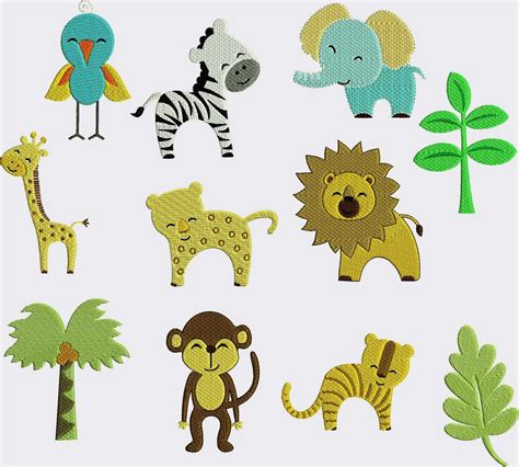 Jungle Animals Fun Machine Embroidery Designs Bernina Brother