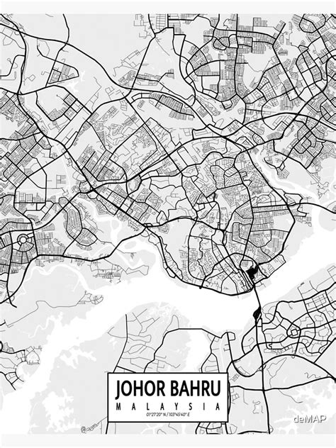 "Johor Bahru City Map of Malaysia - Light" Poster for Sale by deMAP ...