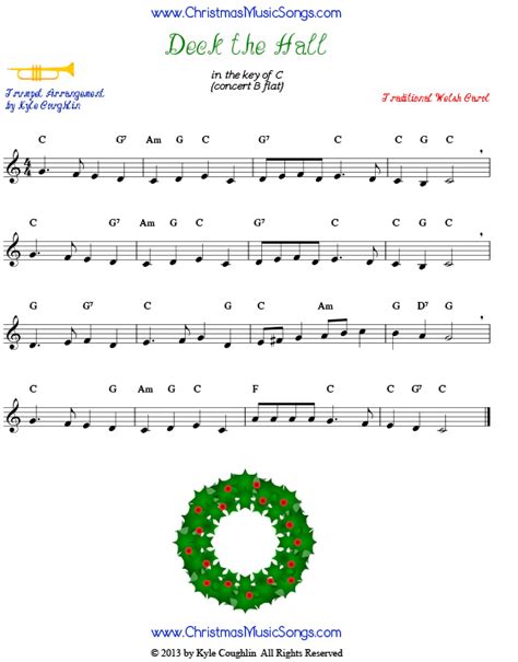 Deck The Halls For Trumpet Free Sheet Music