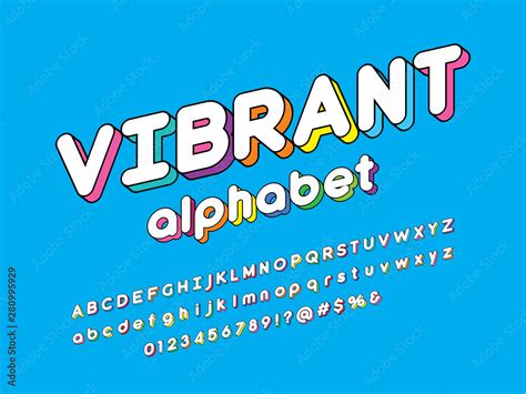 Colorful Stylized Alphabet Design With Uppercase Lowercase Numbers