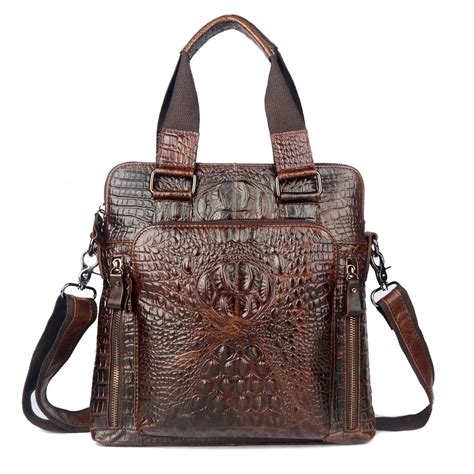 Meigardass Genuine Leather Messenger Bags For Men Crocodile Vintage Men