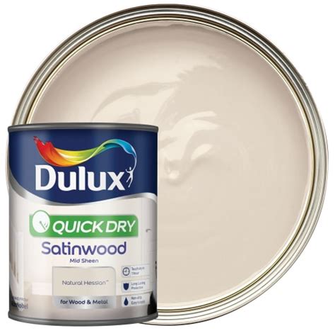 Dulux Quick Dry Satinwood Paint Natural Hessian 750ml Uk