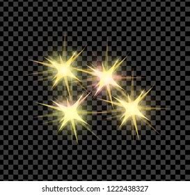 Gold Bright Glowing Shining Star Flares Stock Vector Royalty Free