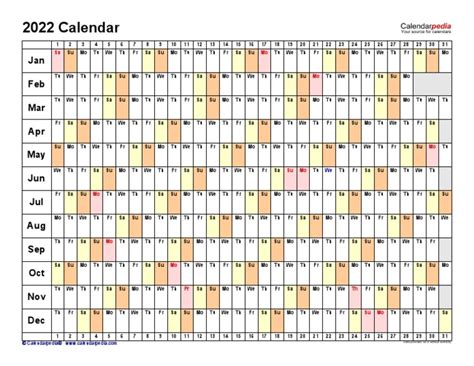 2022 Calendar Landscape Linear | PDF