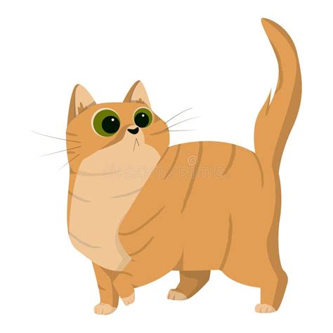 Realistic Ginger Cat Sitting On A White Background Vector Stock