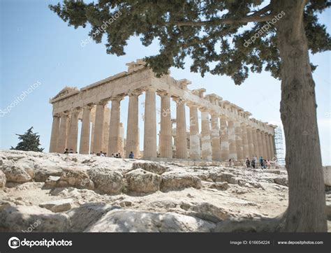 Parthenon Temple Old Greek Ruins Sunny Day Acropolis Athens Greece ...