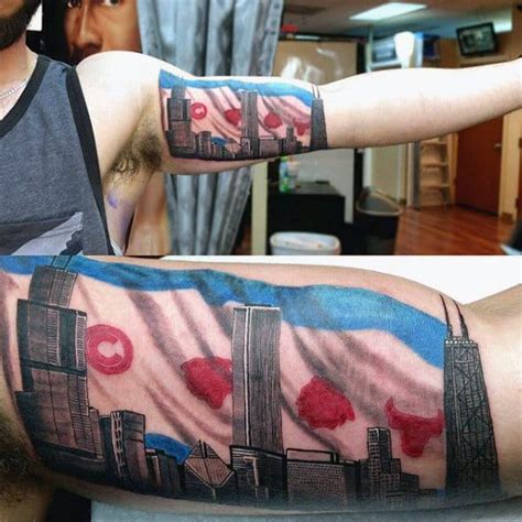 50 Chicago Flag Tattoo Designs For Men - Illinois Ink Ideas