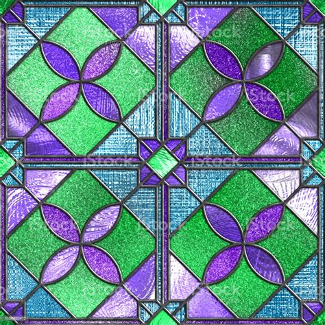 Stained Glass Seamless Texture With Geometric Pattern For Window Colored Glass 3d Illustration