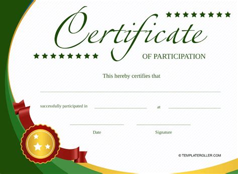 Free Certificate Of Participation Templates Customize Download