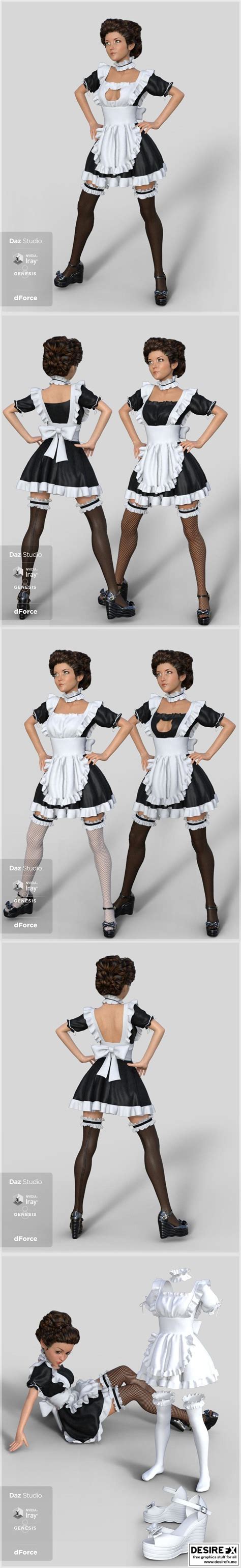 Desire FX 3d Models DForce French Maid Servant Outfit For Genesis 8