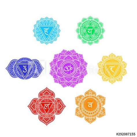 Seven Human Chakras Symbols Set Colorful Icons Muladhara