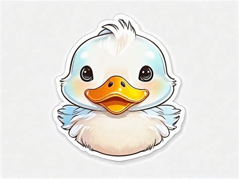 Premium Photo Sticker Cute Duck White Outline Cute Duck