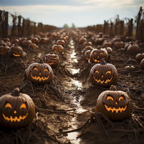 Premium Photo | Pumpkin Patch Paradise A Halloween Background with Playful Pumpkins and Autumn ...