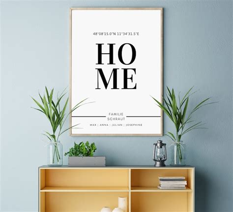 Personalisiertes Familien Poster Zuhause Koordinaten Etsy