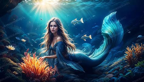 Beautiful Mermaid under the ocean AI Generated wallpaper | GEC Designs