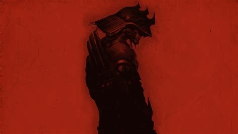 Warrior painting, samurai, artwork, red, warrior HD wallpaper ...