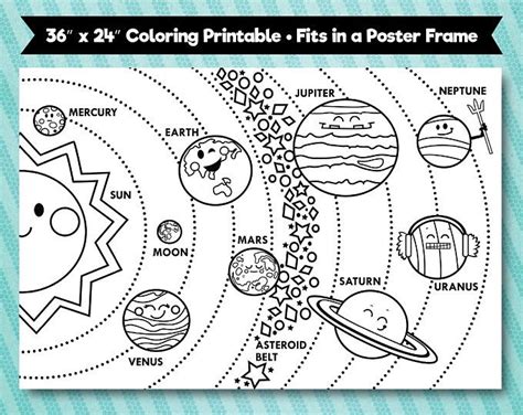 Solar System Printable 24x36 Vertical Layout Etsy Solar System For