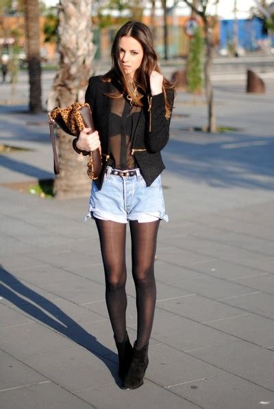 Denim Shorts And Tights Via Mi Idee Vestito