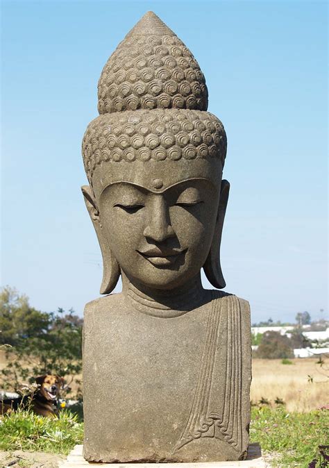 Large Stone Garden Buddha Head 60" (#83ls116): Lotus Sculpture