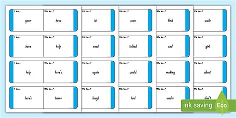 Sight Words Blue Loop Cards Professor Feito Twinkl