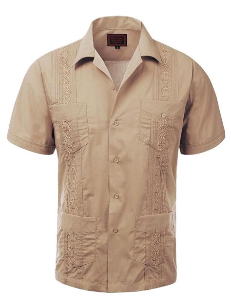 Guayabera Men S Cuban Beach Wedding Short Sleeve Button Up Casual Dress