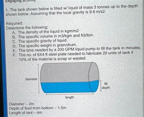 The Tank Shown Below Is Filled W Liquid Of Mass Chegg